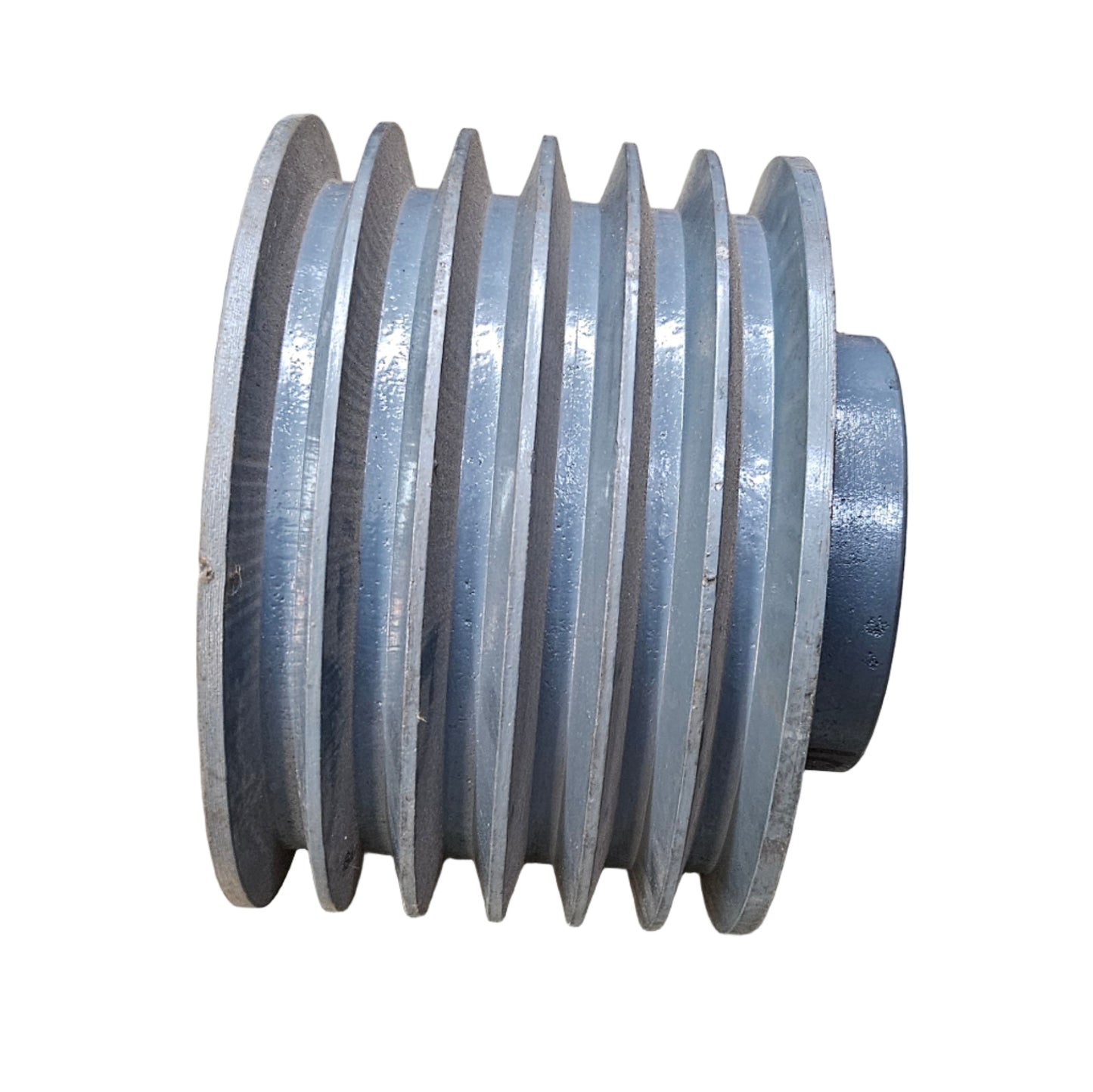 Metal pulley on a concrete floor