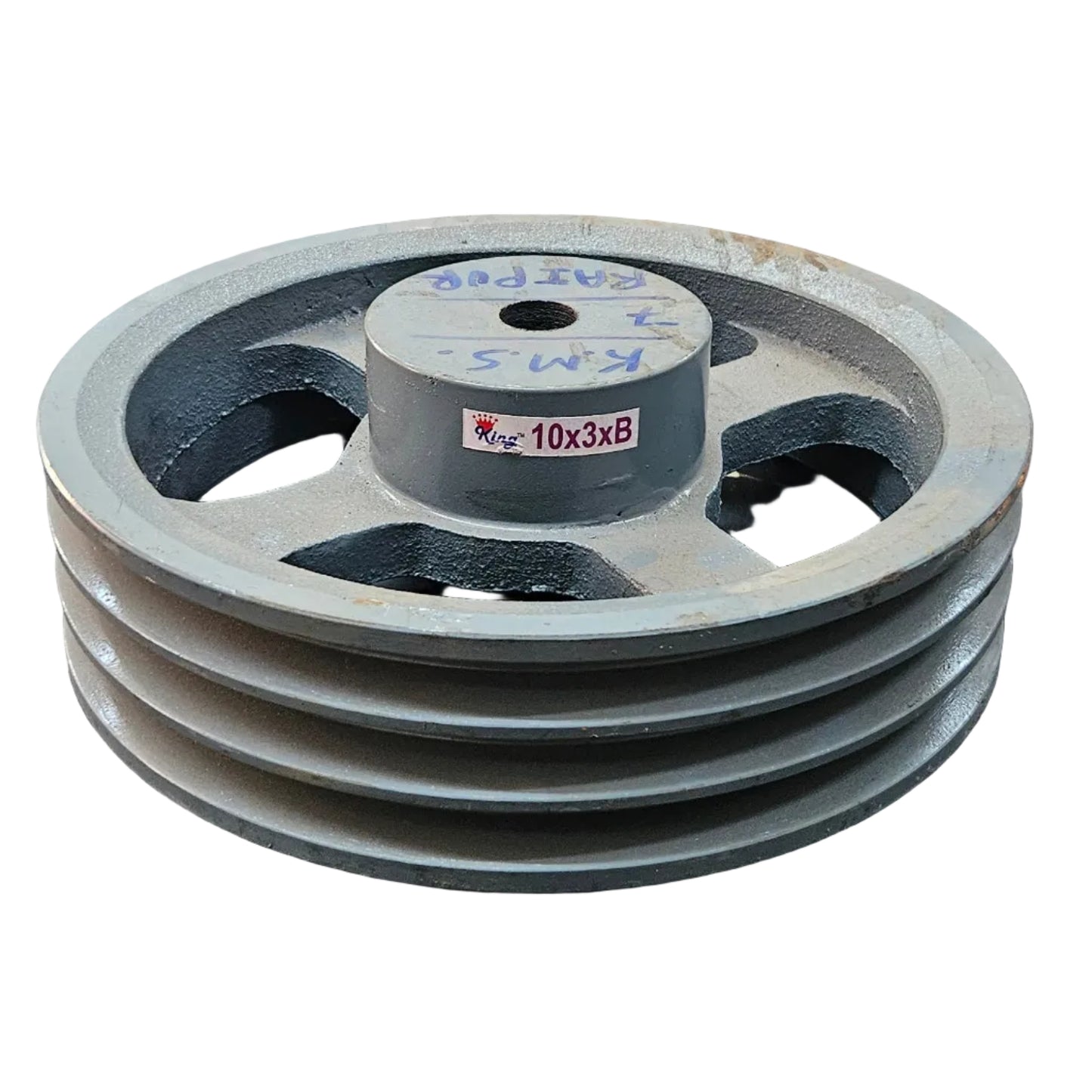 King V-Belt Pulley 10 Inch 3 Groove B Section | Spoke Cast Iron CI Pulley | VBelt Pulley 10X3B (Spoke)