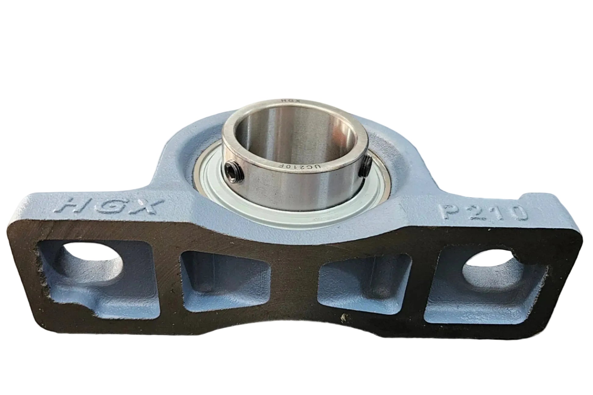 Metal mechanical component with 'HGX' and 'P210' text on a white background