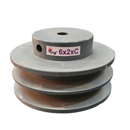 King V-Belt Pulley 6 Inch 2 Groove C Section | Half Solid Cast Iron CI Pulley | VBelt Pulley 6X2C (Half Solid)