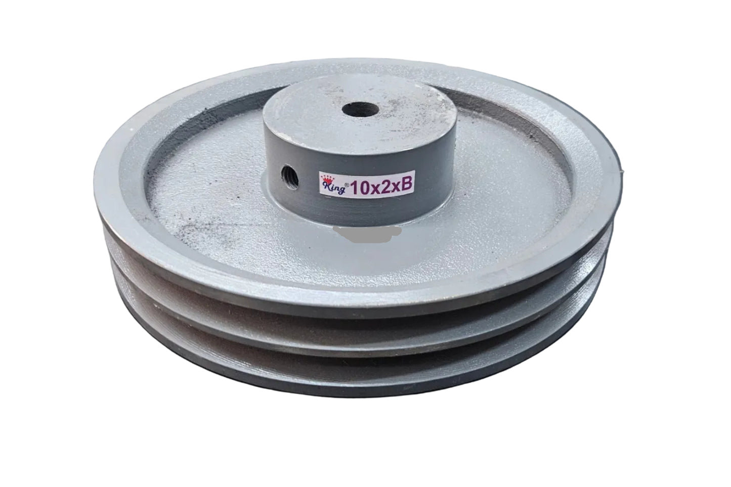 King V-Belt Pulley 10 Inch 2 Groove B Section | Half Solid Cast Iron CI Pulley | VBelt Pulley 10X2B (Half Solid)