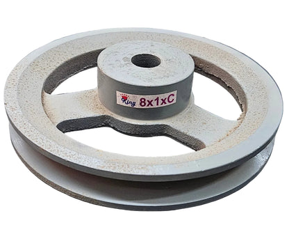 King V-Belt Pulley 8 Inch 1 Groove C Section | Spoke Cast Iron CI Pulley | VBelt Pulley 8X1C (Spoke)