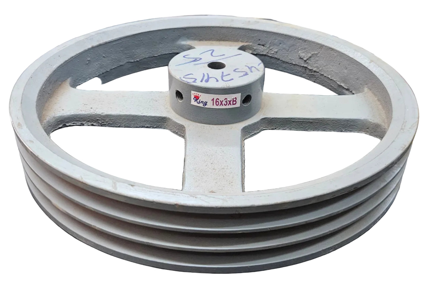 King V-Belt Pulley 16 Inch 3 Groove B Section | Spoke Cast Iron CI Pulley | VBelt Pulley 16X3B (Spoke)
