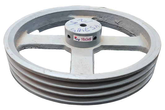 King V-Belt Pulley 16 Inch 3 Groove B Section | Spoke Cast Iron CI Pulley | VBelt Pulley 16X3B (Spoke)