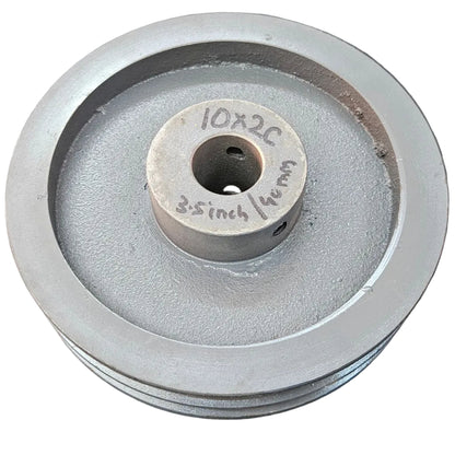 King V-Belt Pulley 10 Inch 2 Groove C Section | Half Solid Double Boss Cast Iron CI Pulley | VBelt Pulley 10X2C (Half Solid) (Double Boss)