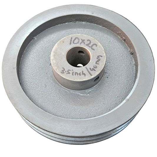 King V-Belt Pulley 10 Inch 2 Groove C Section | Half Solid Double Boss Cast Iron CI Pulley | VBelt Pulley 10X2C (Half Solid) (Double Boss)
