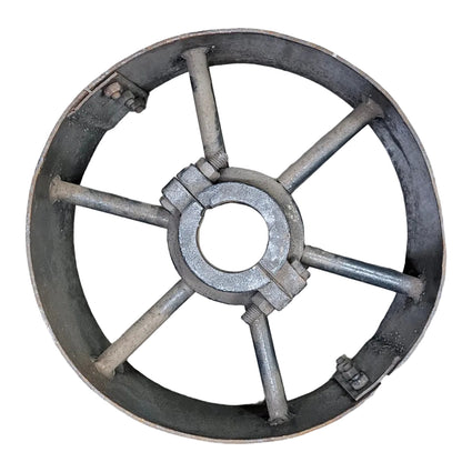 14" x 6" Sheet Iron Pulley | Double Rod Split Design | Flat Belt Pulley