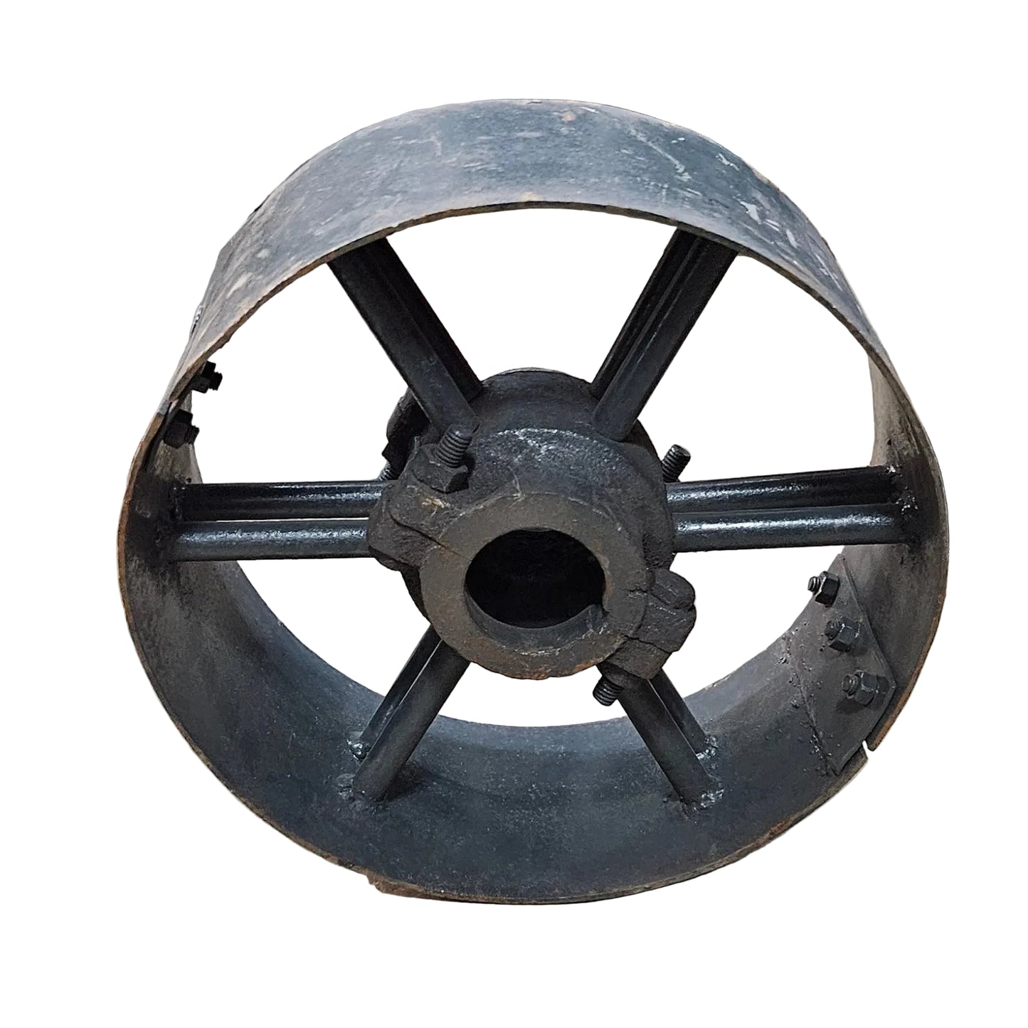 14" x 6" Sheet Iron Pulley | Double Rod Split Design | Flat Belt Pulley