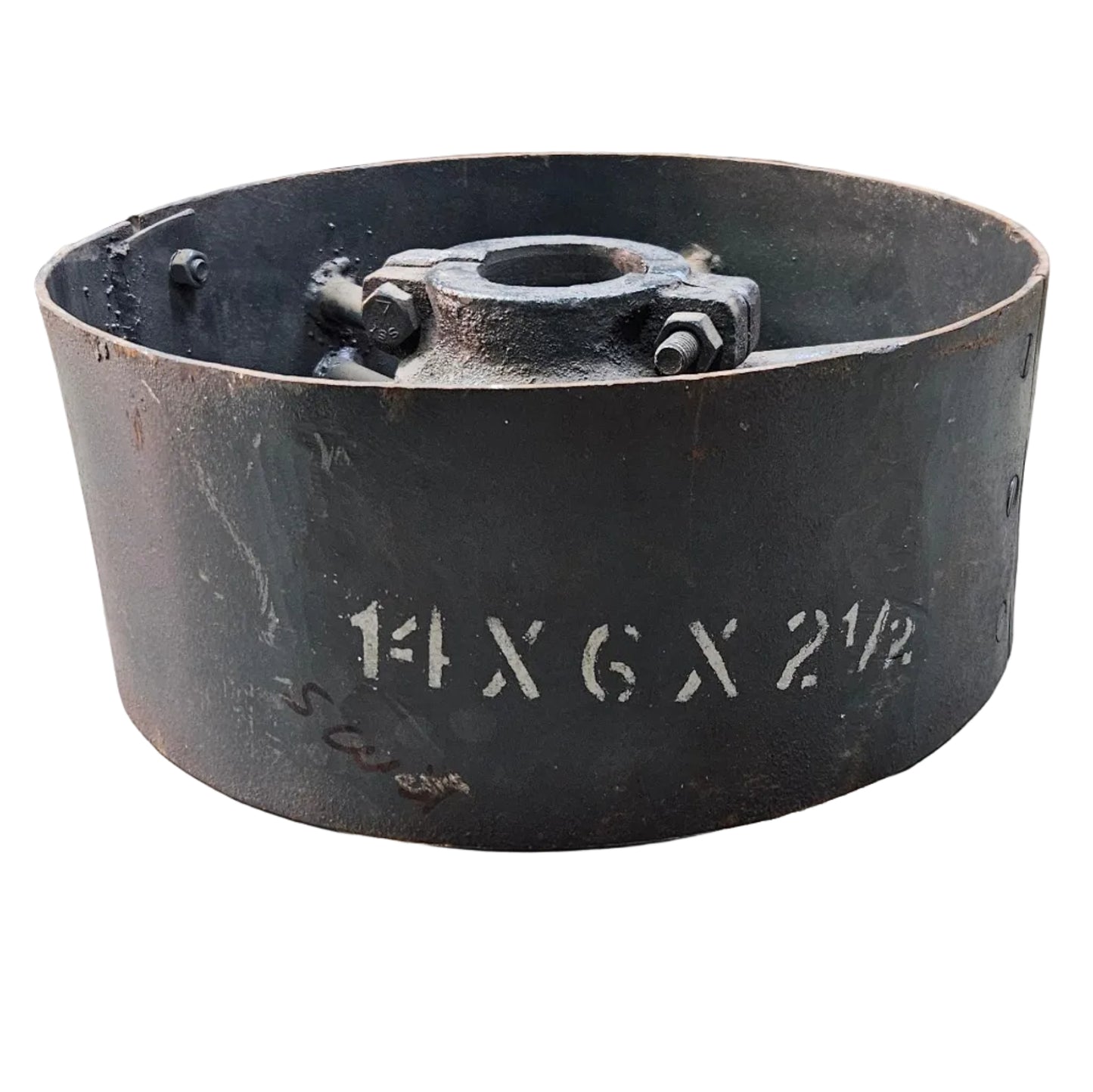 14" x 6" Sheet Iron Pulley | Double Rod Split Design | Flat Belt Pulley