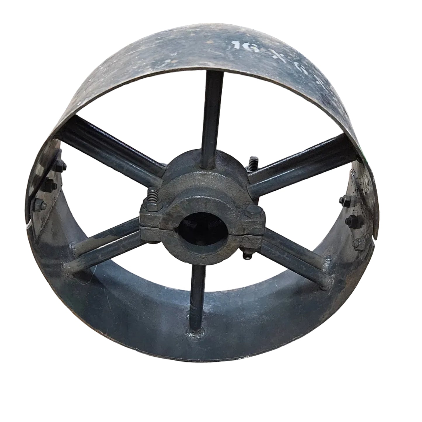 16" x 6" Sheet Iron Pulley | Double Rod Split Design | Flat Belt Pulley