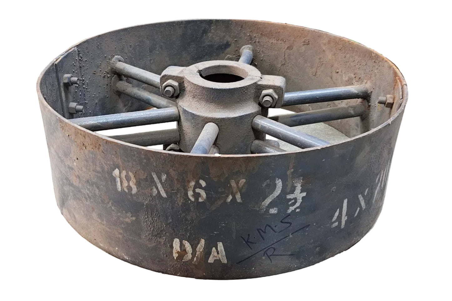 18" x 6" Sheet Iron Pulley | Double Rod Split Design | Flat Belt Pulley