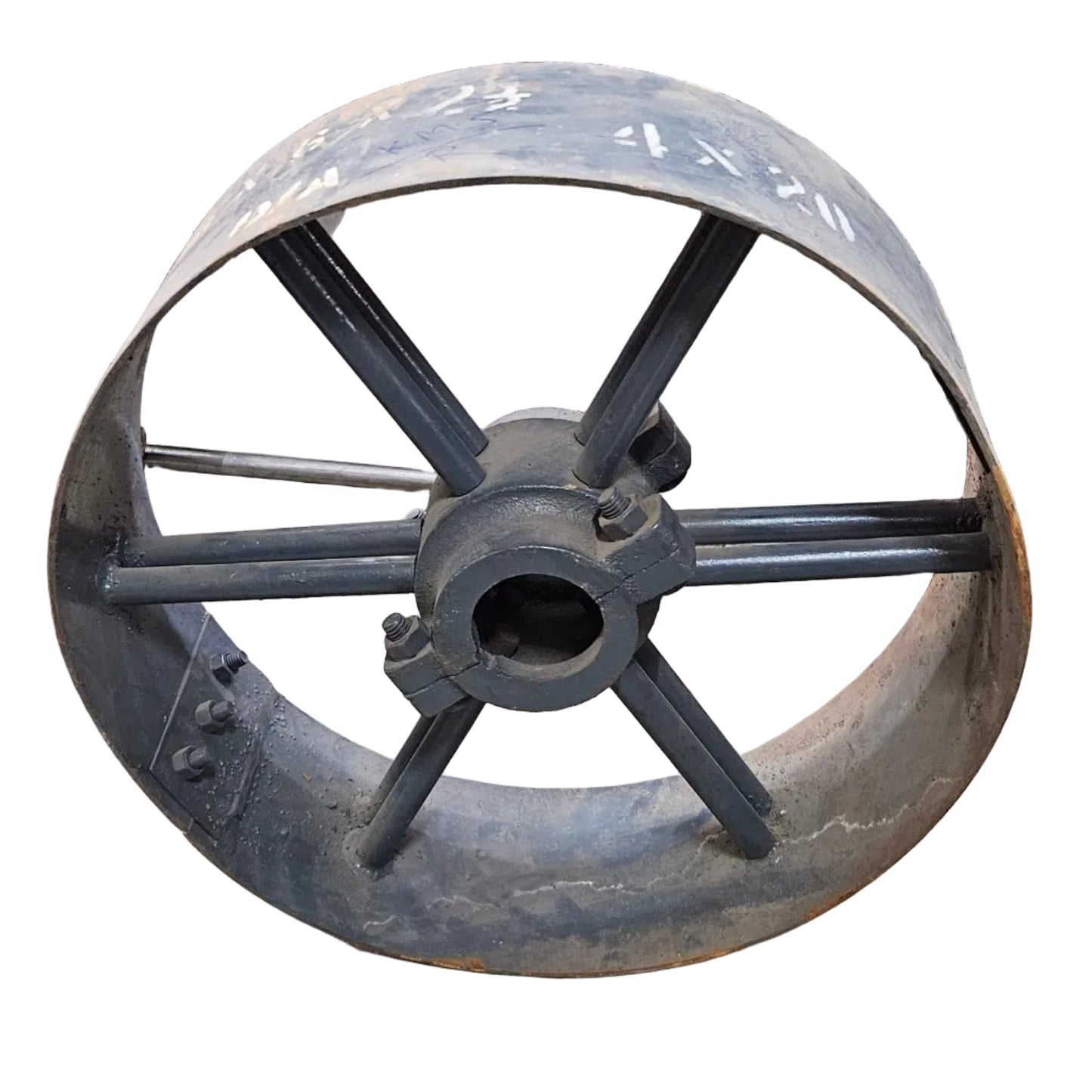 18" x 6" Sheet Iron Pulley | Double Rod Split Design | Flat Belt Pulley