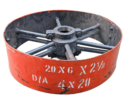 20" x 6" Sheet Iron Pulley | Double Rod Split Design | Flat Belt Pulley