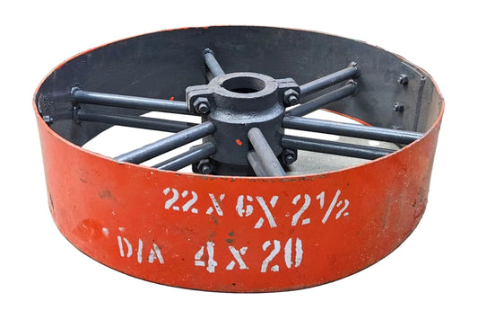 22" x 6" Sheet Iron Pulley | Double Rod Split Design | Flat Belt Pulley