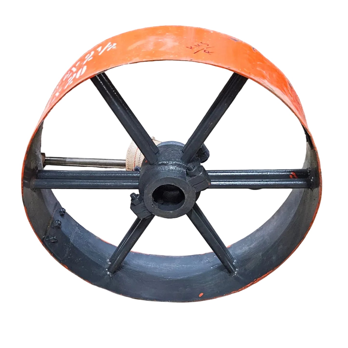 22" x 6" Sheet Iron Pulley | Double Rod Split Design | Flat Belt Pulley