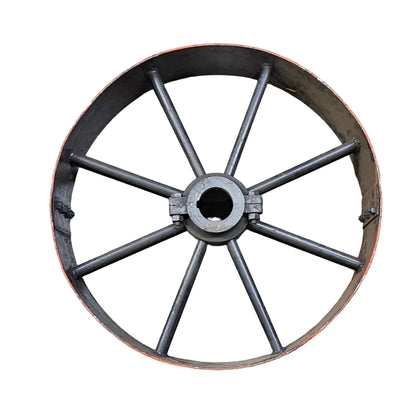 24" x 6" Sheet Iron Pulley | Double Rod Split Design | Flat Belt Pulley