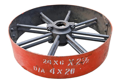 24" x 6" Sheet Iron Pulley | Double Rod Split Design | Flat Belt Pulley