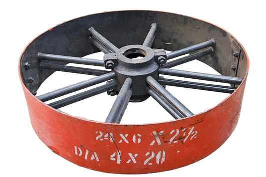 24" x 6" Sheet Iron Pulley | Double Rod Split Design | Flat Belt Pulley