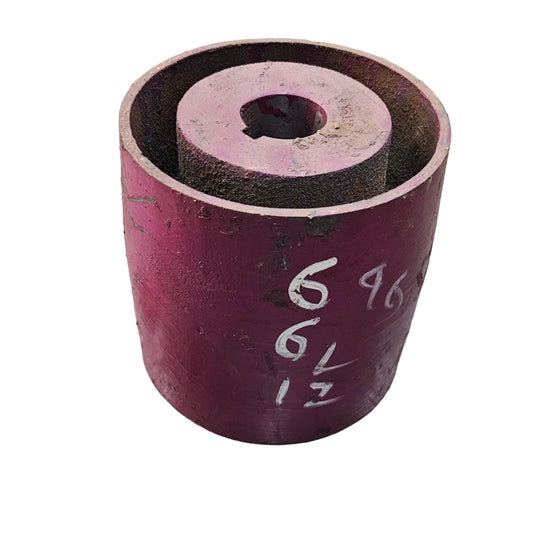 6" x 6" Crown Face Motor Pulley | Cast Iron Pulley |  Flat Belt Pulley with Keyed Bore