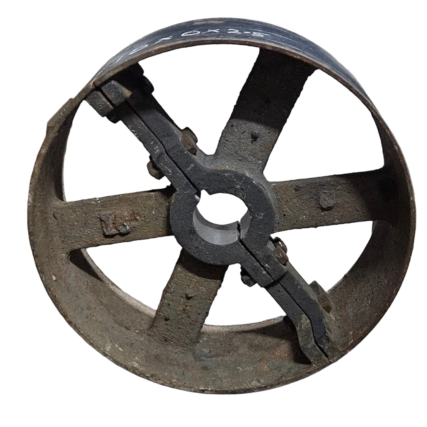 16" x 6" Cast Iron Split Pulley | Flat Belt Transmission | Heavy Duty Industrial Pulley