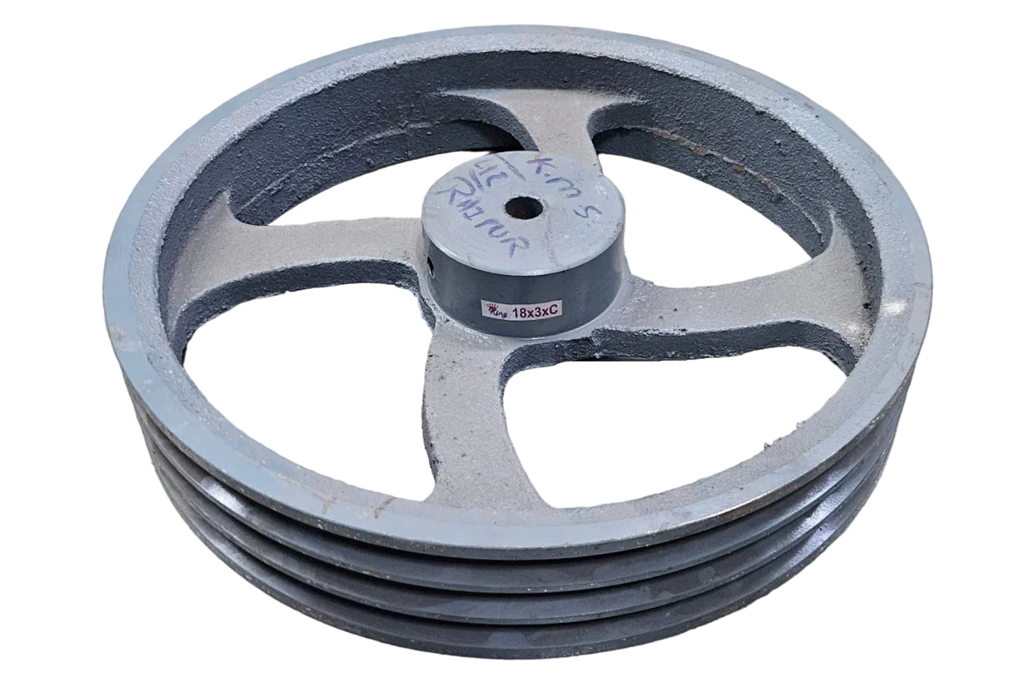 King V-Belt Pulley 18 Inch 3 Groove C Section | Spoke Cast Iron CI Pulley | VBelt Pulley 18X3C (Spoke)