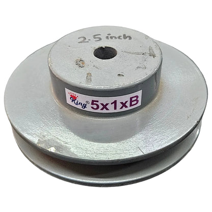 King V-Belt Pulley 5 Inch 1 Groove B Section | Half Solid Cast Iron CI Pulley | VBelt Pulley 5X1B (Half Solid)