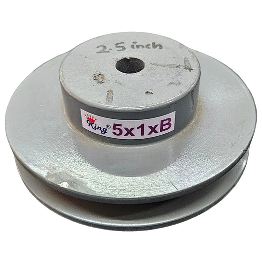 King V-Belt Pulley 5 Inch 1 Groove B Section | Half Solid Cast Iron CI Pulley | VBelt Pulley 5X1B (Half Solid)