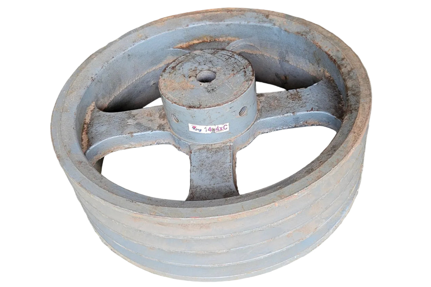 King V-Belt Pulley 14 Inch 4 Groove C Section | Spoke Cast Iron CI Pulley | VBelt Pulley 14X4C (Spoke)