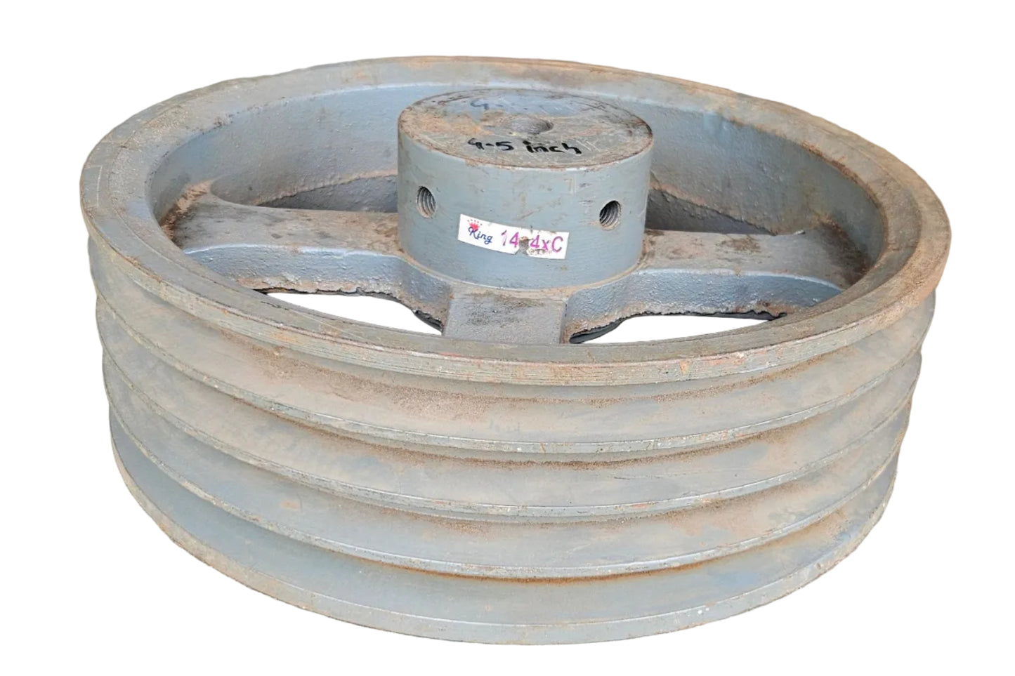 King V-Belt Pulley 14 Inch 4 Groove C Section | Spoke Cast Iron CI Pulley | VBelt Pulley 14X4C (Spoke)