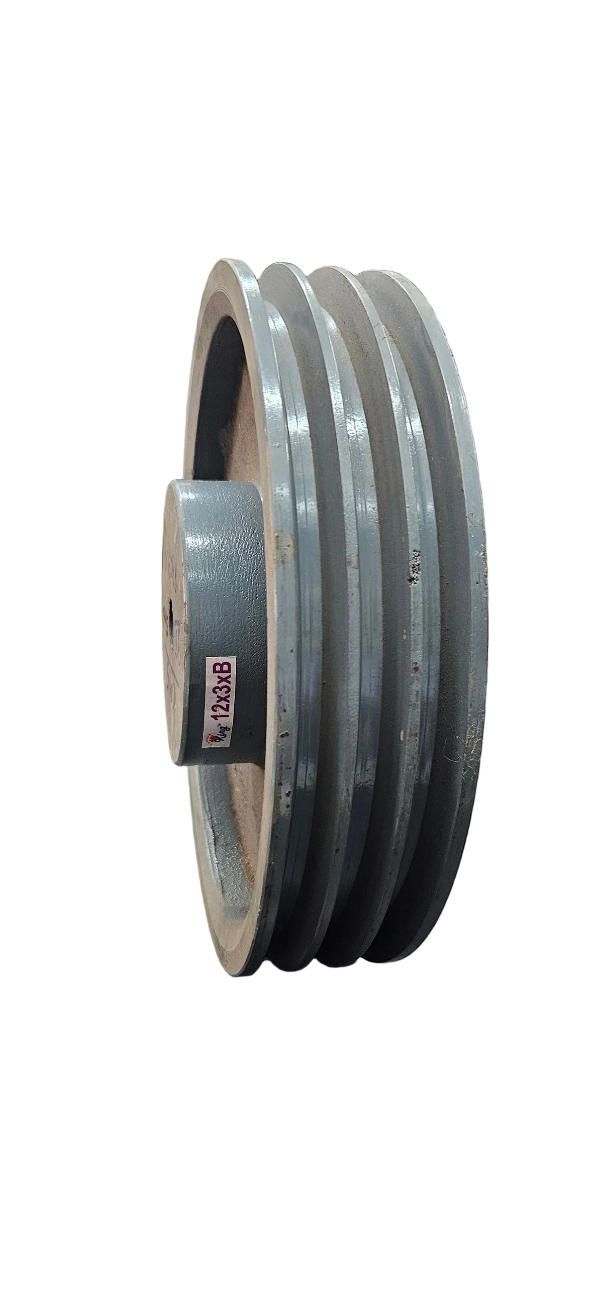 King V-Belt Pulley 12 Inch 3 Groove B Section | Half Solid Cast Iron CI Pulley | VBelt Pulley 12X3B (Half Solid)