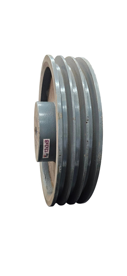 King V-Belt Pulley 12 Inch 3 Groove B Section | Half Solid Cast Iron CI Pulley | VBelt Pulley 12X3B (Half Solid)