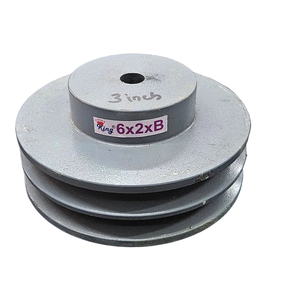 King V-Belt Pulley 6 Inch 2 Groove B Section | Half Solid Cast Iron CI Pulley | VBelt Pulley 6X2B (Half Solid)