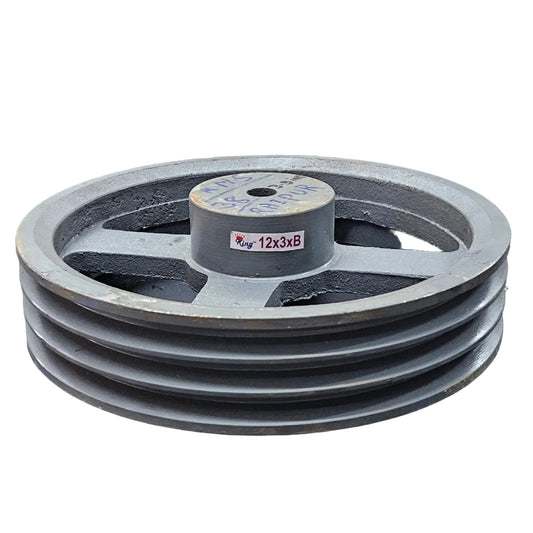 King V-Belt Pulley 12 Inch 3 Groove B Section | Spoke Cast Iron CI Pulley | VBelt Pulley 12X3B (Spoke)