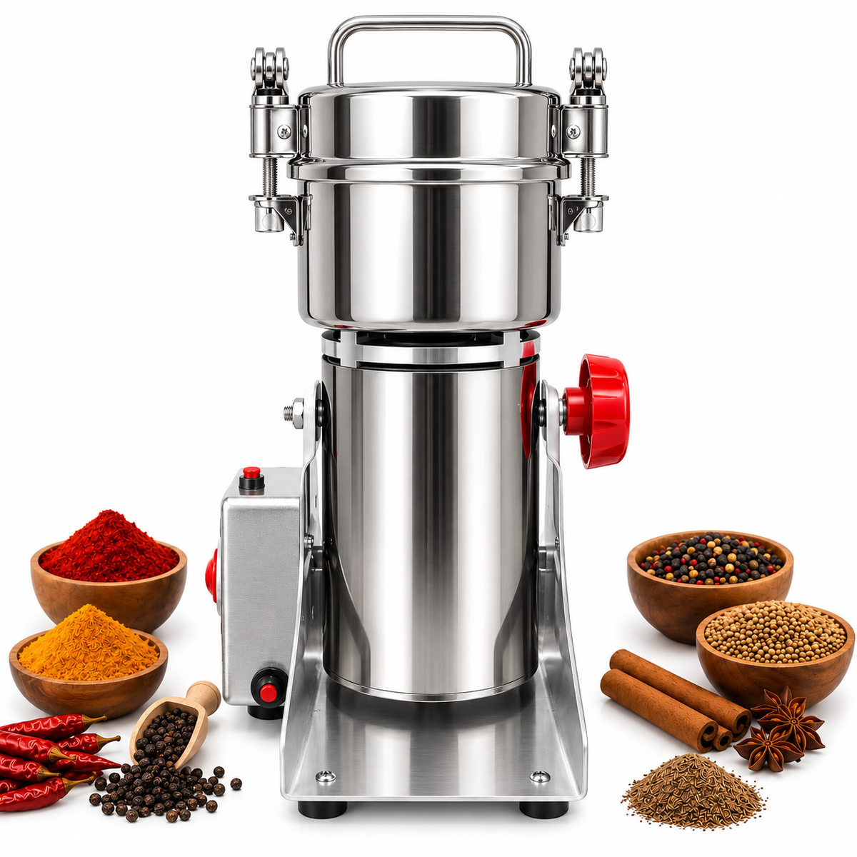Masala Grinder Machine 1 kg to 5 kg | Commercial High Speed Pulverizer for Spices, Grains & Herbs | Masala Pisne ki Machine for Haldi, Mirchi, Dhaniya | Stainless Steel Swing Type